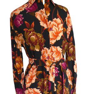 Stenstroms Frida Floral Print Long Shirt Dress with Matching Belt USA Size Small